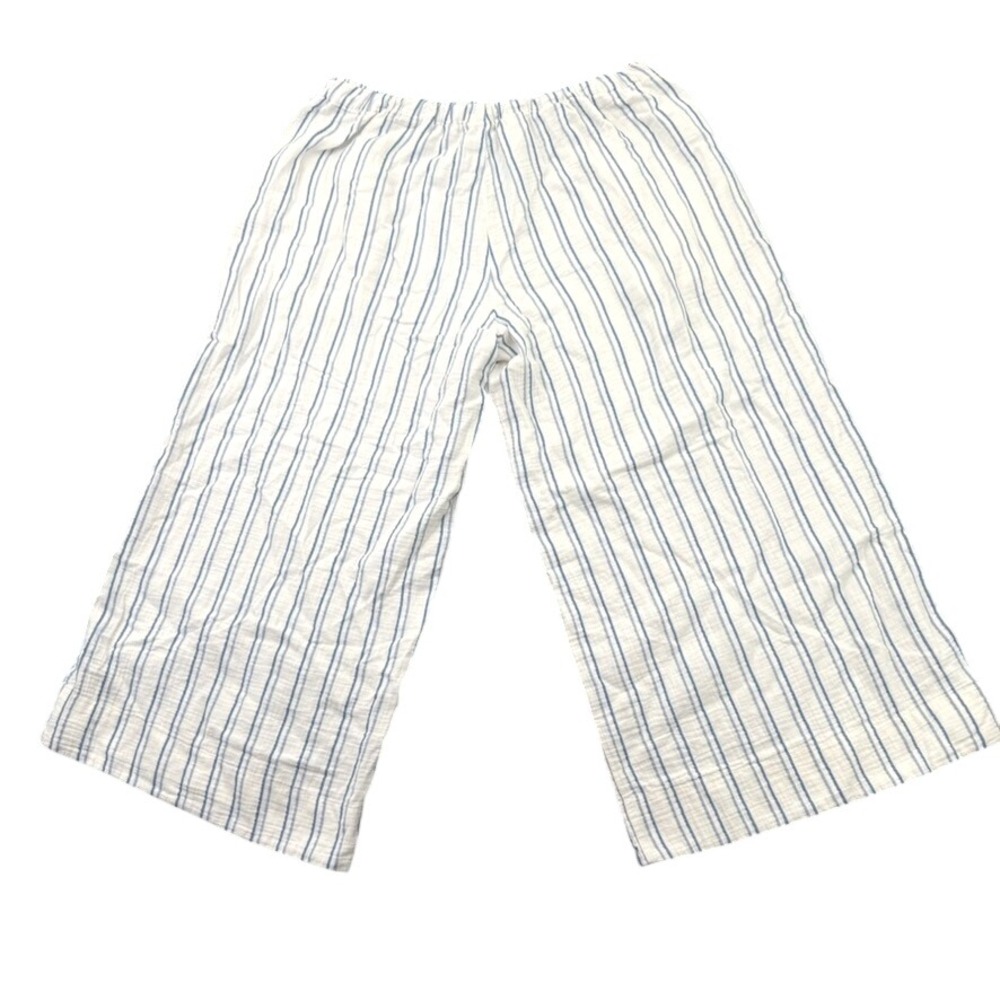 Pact Wide Leg Gauze Pants Women XL Crop Stripe Organic Cotton Boho Coastal Beach